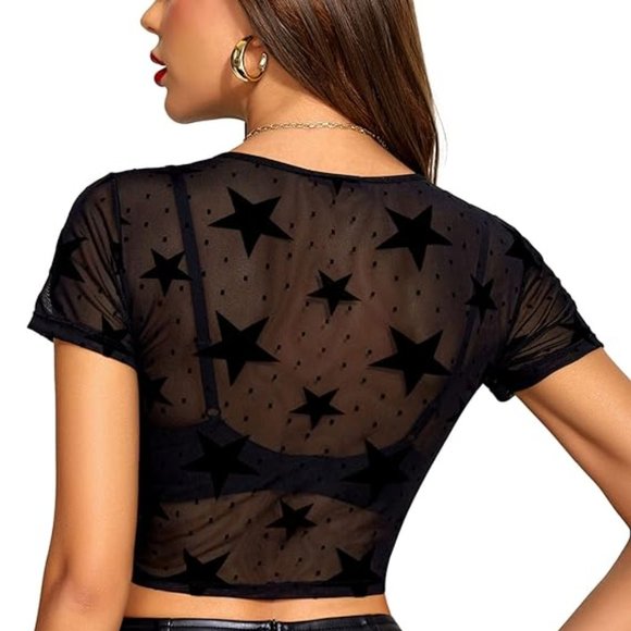 Star Mesh Crop Top - Picture 2 of 6